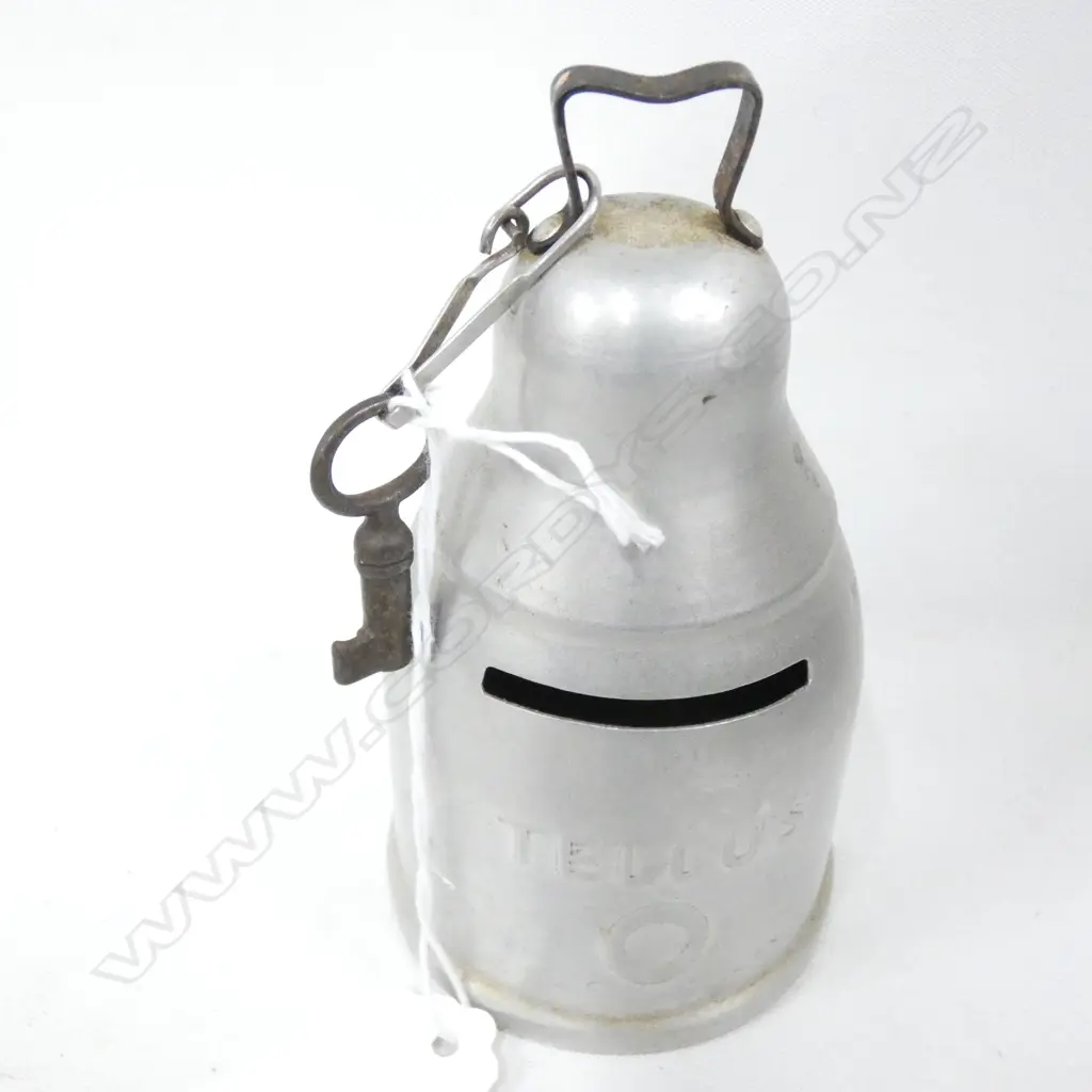 TELLUS VACUUM CLEANER MONEY BOX - ALUMINIUM. COMES WITH KEY. H. 115MM Image 1++